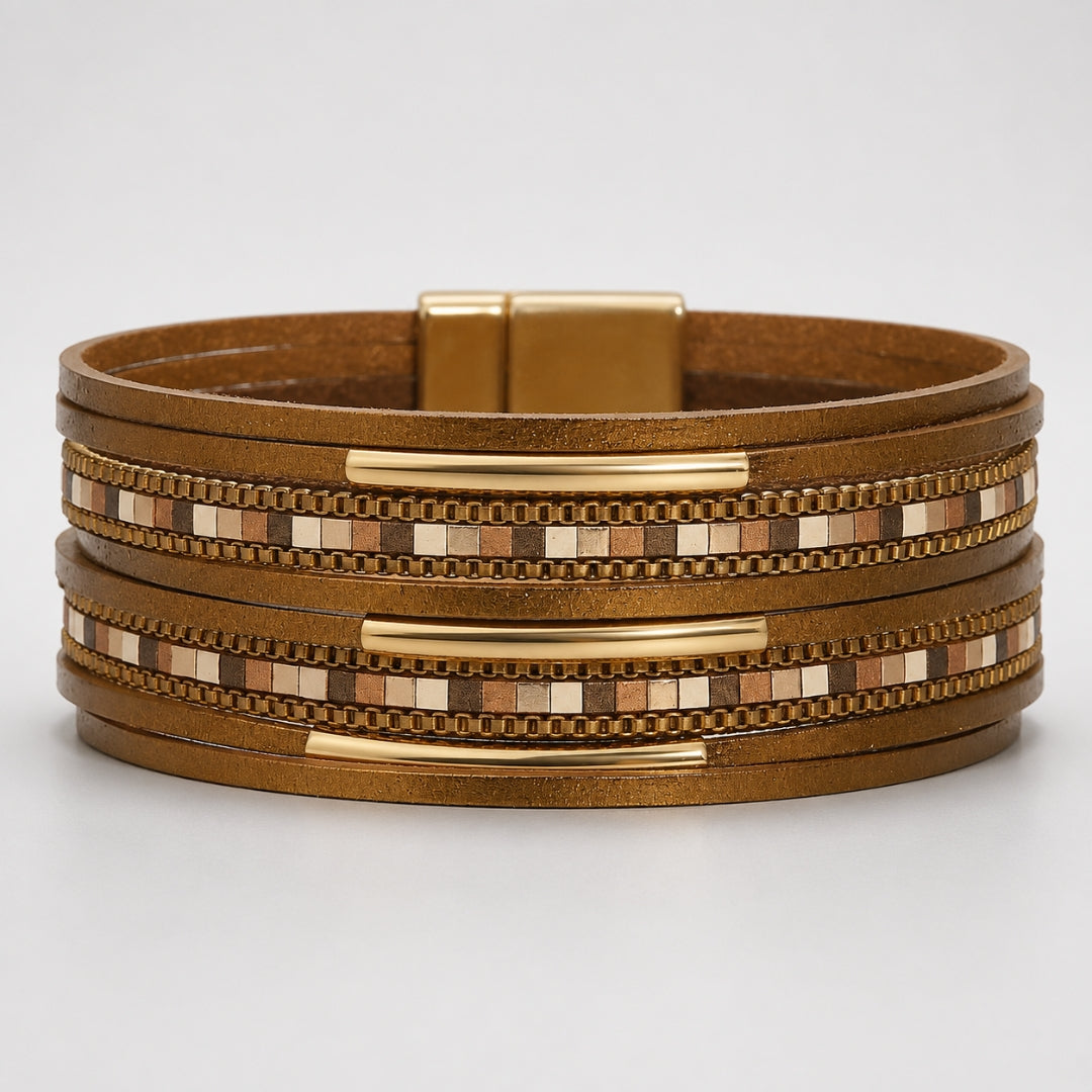Lidiana Beige Magnetic Clasp Bracelet