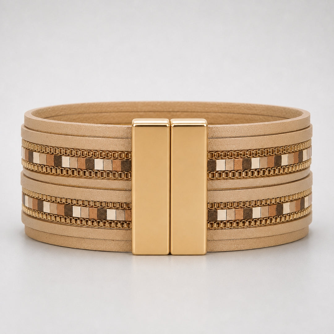 Lidiana Beige Magnetic Clasp Bracelet